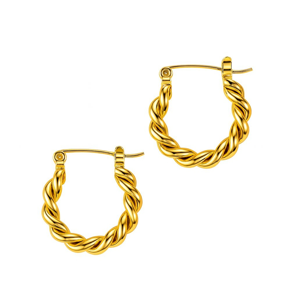 BECHTGOLD Creolen ,,Aurora Twist" 14K Edelstahl vergoldet